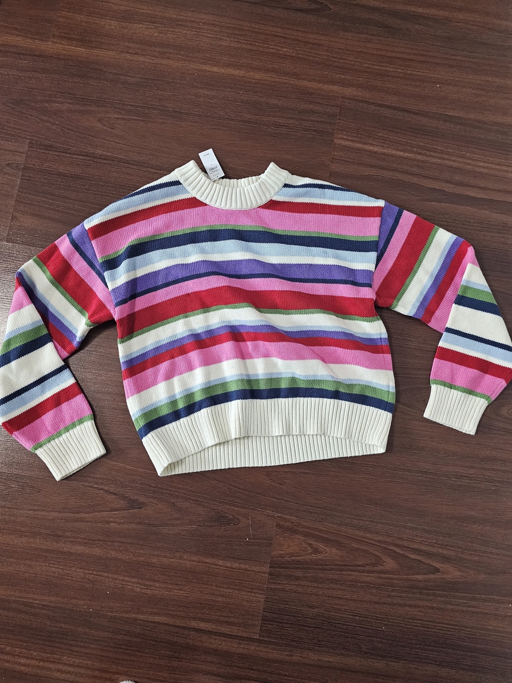GAP Cream Sweater with Pink, Red, Blue & Green Stripes